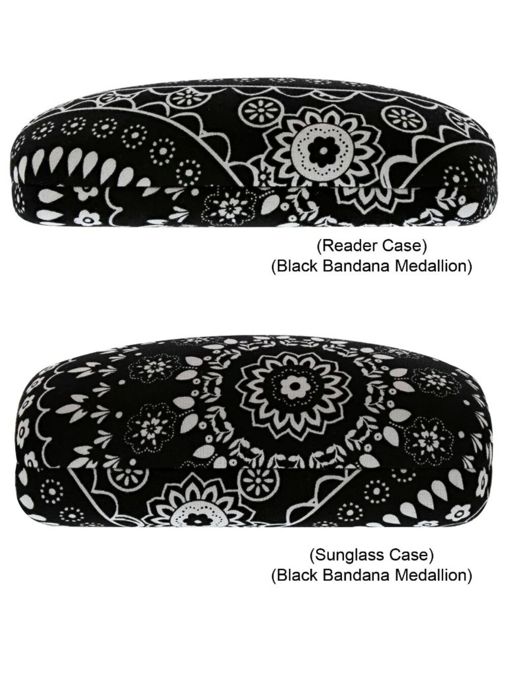 Vera Bradley Clamshell Eyeglass Case - BLACK BANDANA MEDALLION